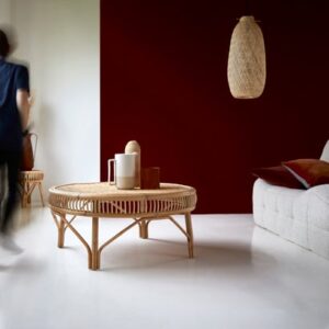 Table Basse Ronde en Rotin Naturel