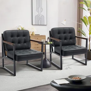 Fauteuil Industriel Cuir Noir Hudson – Image 2
