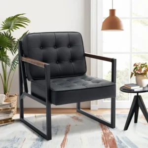 Fauteuil Industriel Cuir Noir Hudson