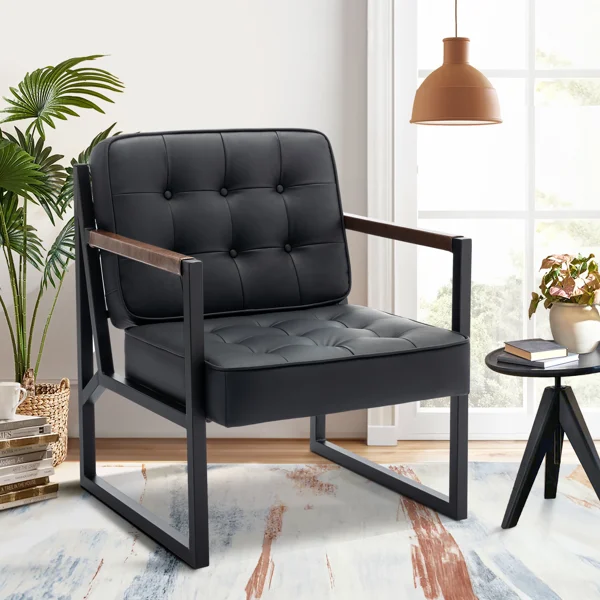 Fauteuil Industriel Cuir Noir Hudson